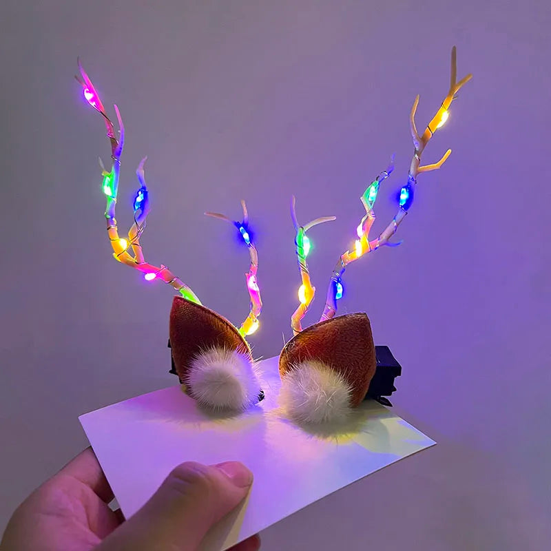 LED Elk Horn Headband – Festive Christmas Headwear for Girls & Women