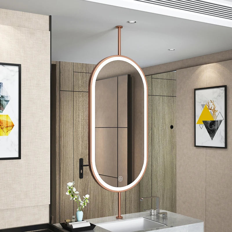 Ceiling Oval Hanging Mirror – Modern LED Vanity Mirror for Bathroom & Home