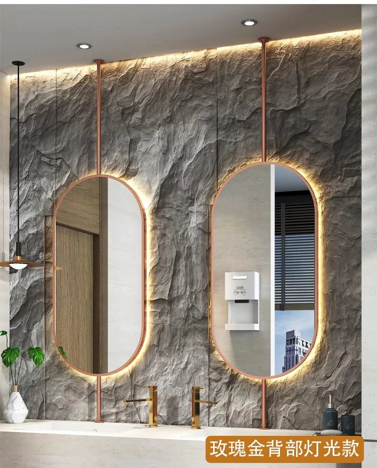 Ceiling Oval Hanging Mirror – Modern LED Vanity Mirror for Bathroom & Home