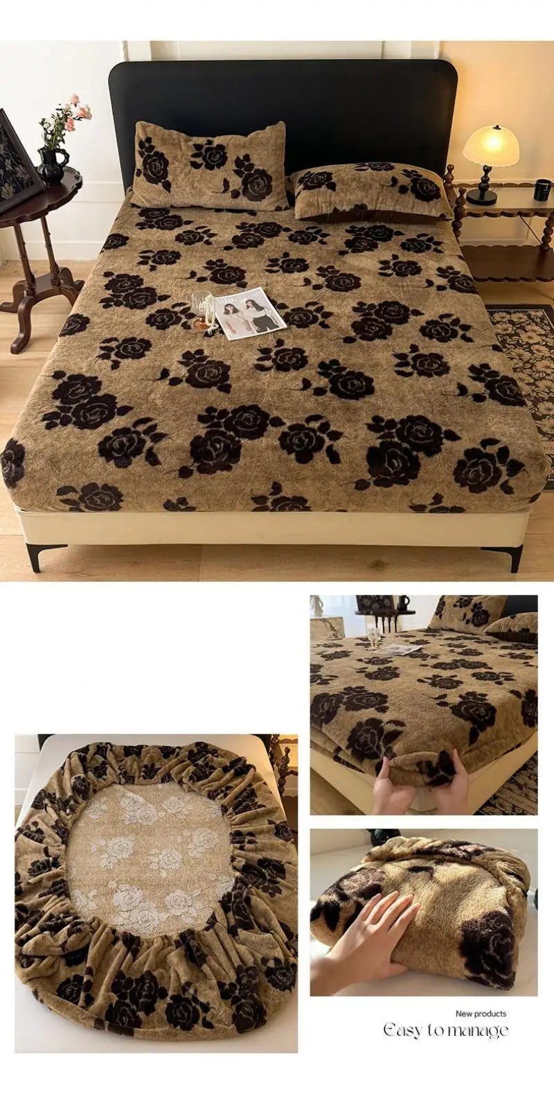 Warm Faux Rabbit Fur Fitted Sheet – Non-Slip Thick Mattress Cover with Elastic Band