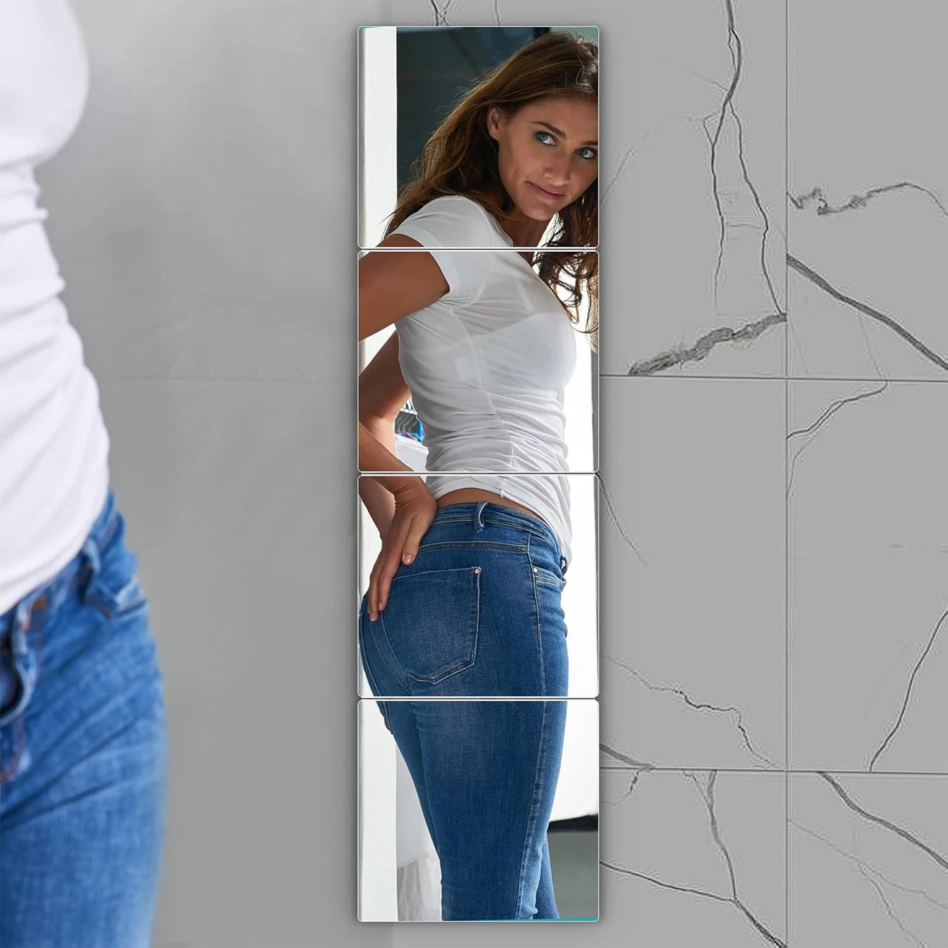 Frameless Acrylic Mirror Sheets – 4pcs Self-Adhesive Tiles for Bedroom & Gym