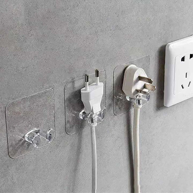 10pcs Wall Storage Hooks – Punch-Free Adhesive Plug & Socket Holders