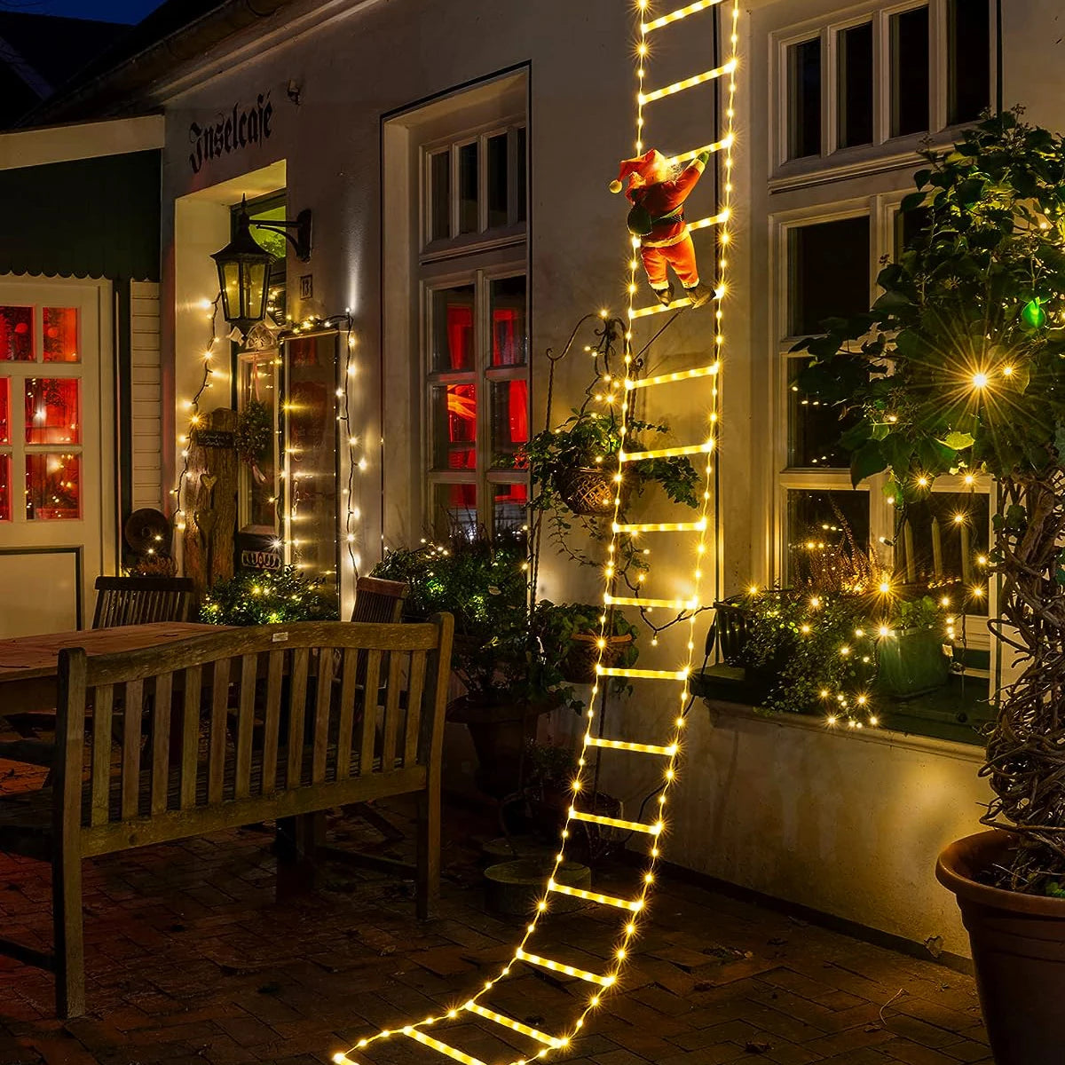 Santa Claus Climbing Ladder LED Light – Outdoor & Indoor Christmas Decor