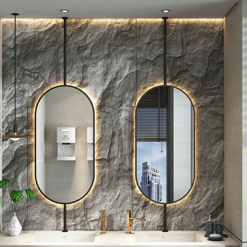 Ceiling Oval Hanging Mirror – Modern LED Vanity Mirror for Bathroom & Home