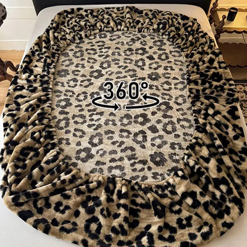 Warm Faux Rabbit Fur Fitted Sheet – Non-Slip Thick Mattress Cover with Elastic Band
