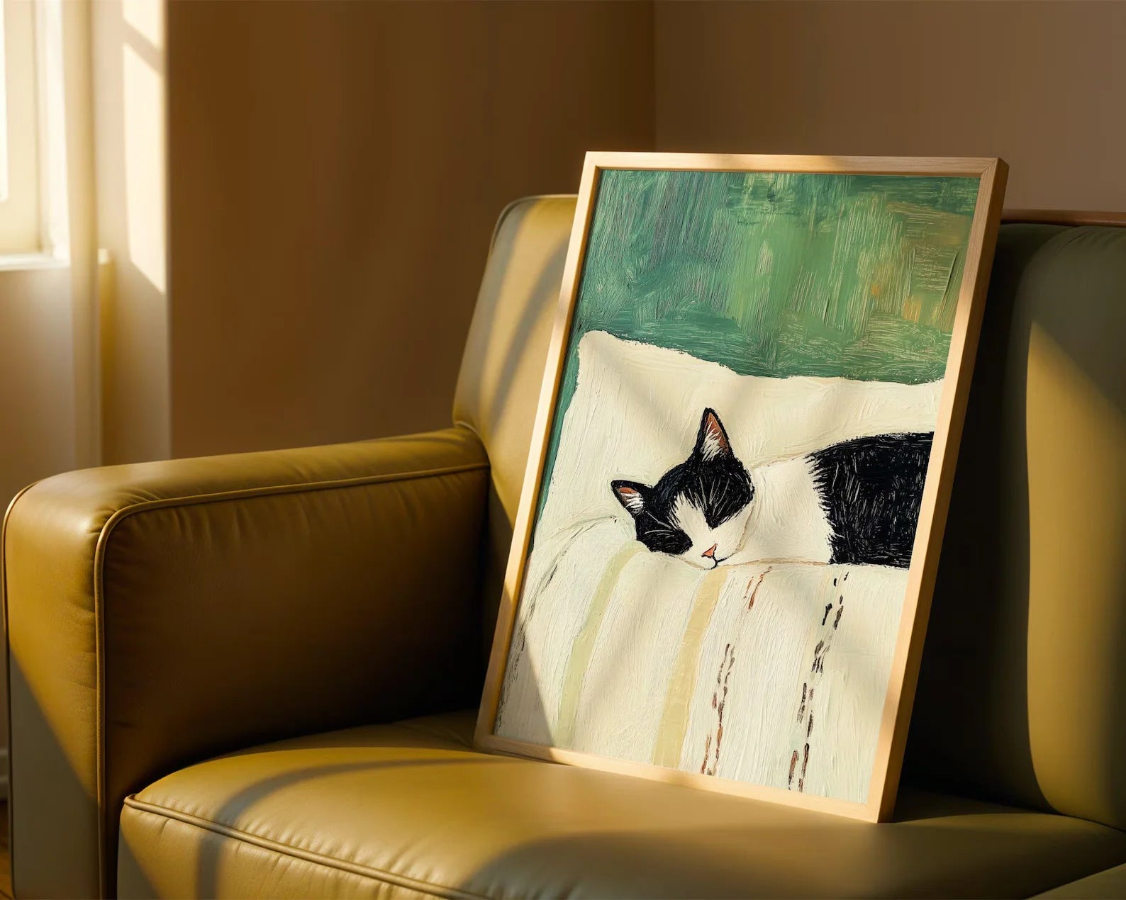 Cat Wall Art Print – Black & White Tuxedo Cat Poster for Home Decor