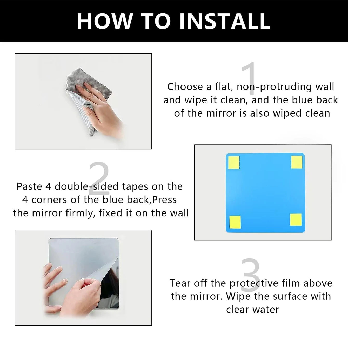 Frameless Acrylic Mirror Sheets – 4pcs Self-Adhesive Tiles for Bedroom & Gym