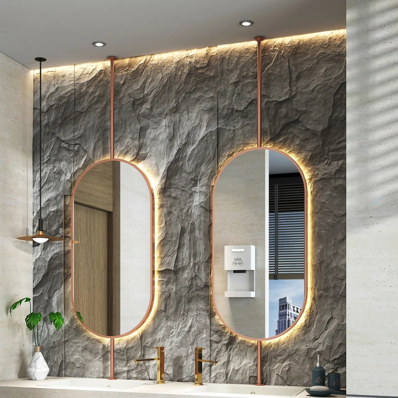 Ceiling Oval Hanging Mirror – Modern LED Vanity Mirror for Bathroom & Home