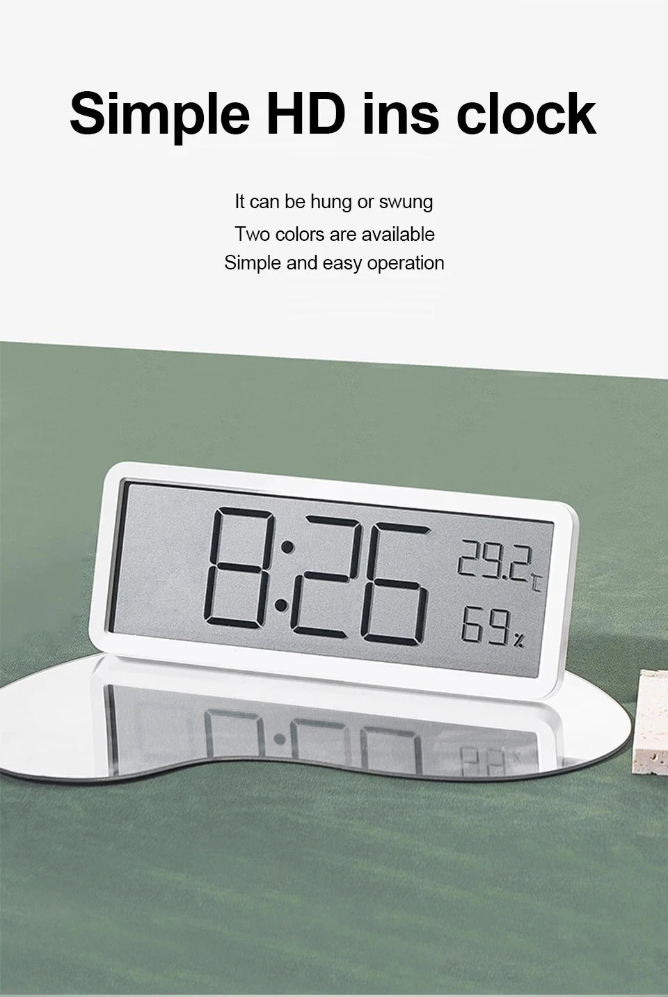 LCD Screen Digital Wall Clock – Time, Temperature & Humidity Display