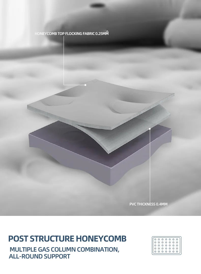 150×203cm Inflatable Bed – Built-in Pump & Detachable Backrest for Camping