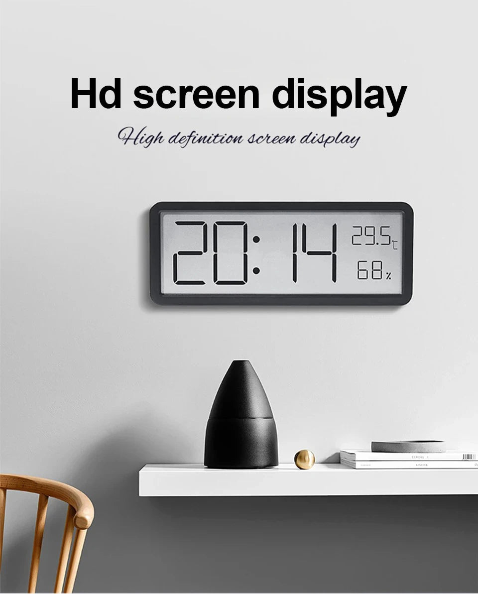 LCD Screen Digital Wall Clock – Time, Temperature & Humidity Display