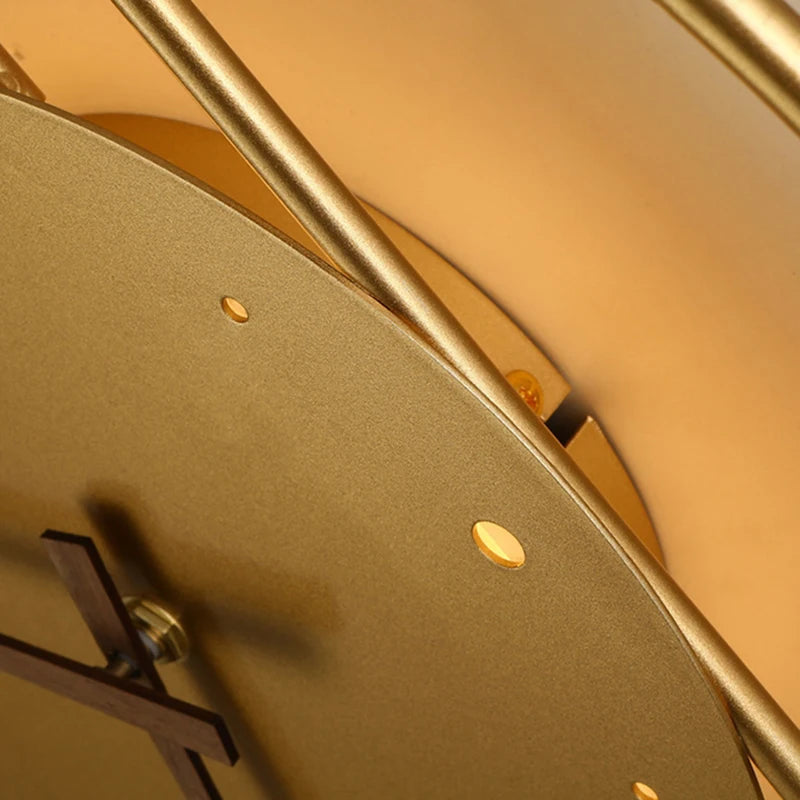 Nordic Luxury LED Clock Wall Light – Gold & Black Iron Acrylic Fixture