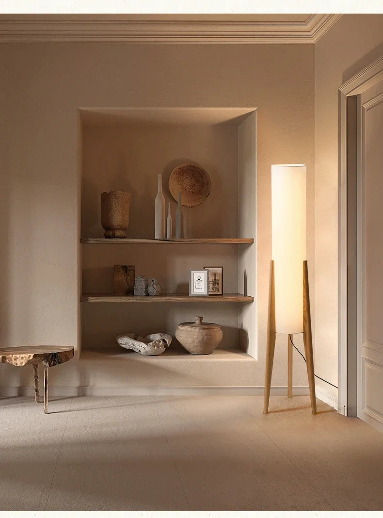 Retro Wooden Standing Lamp – Art Decorative Floor Light for Hotel & Home