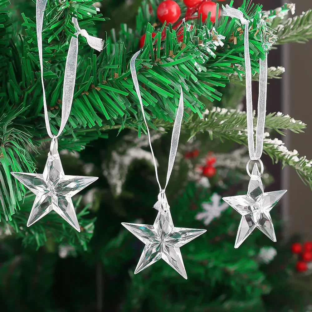 Clear Snowflake Christmas Ornaments – Set of 2 or 6 Hanging Decorations