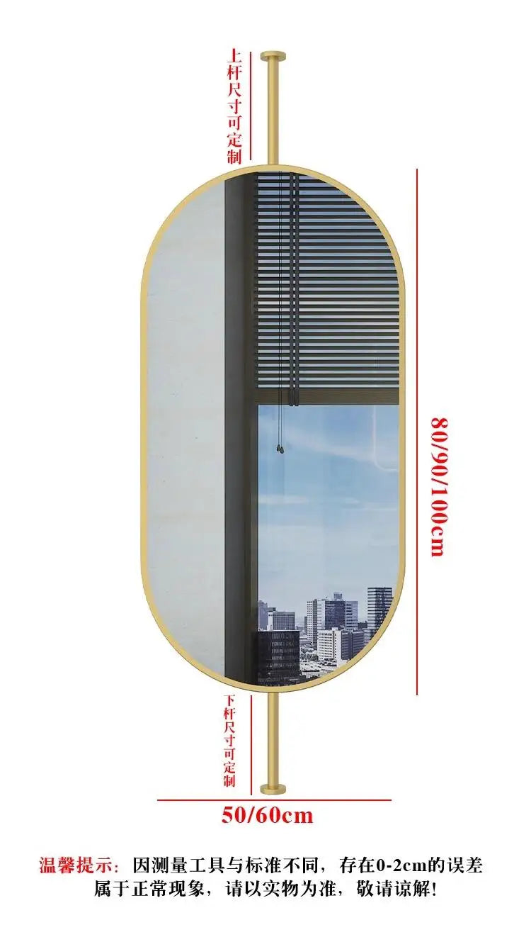 Ceiling Oval Hanging Mirror – Modern LED Vanity Mirror for Bathroom & Home