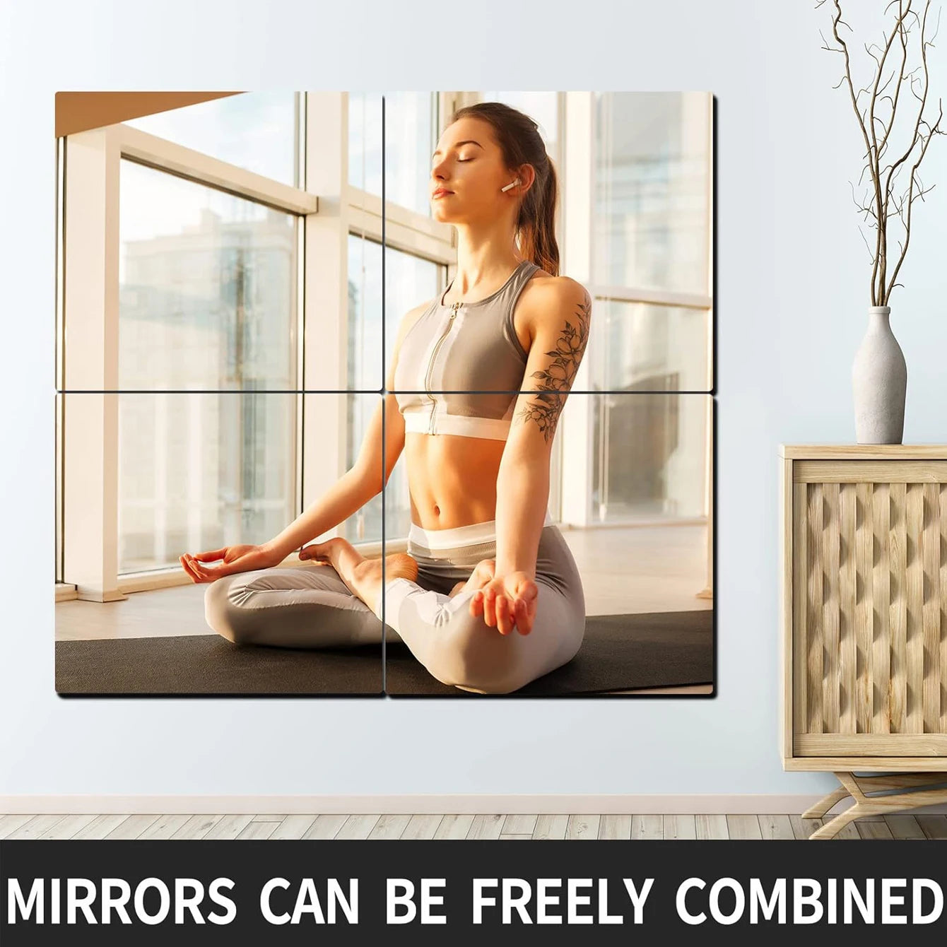 Frameless Acrylic Mirror Sheets – 4pcs Self-Adhesive Tiles for Bedroom & Gym
