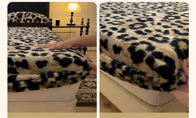 Warm Faux Rabbit Fur Fitted Sheet – Non-Slip Thick Mattress Cover with Elastic Band