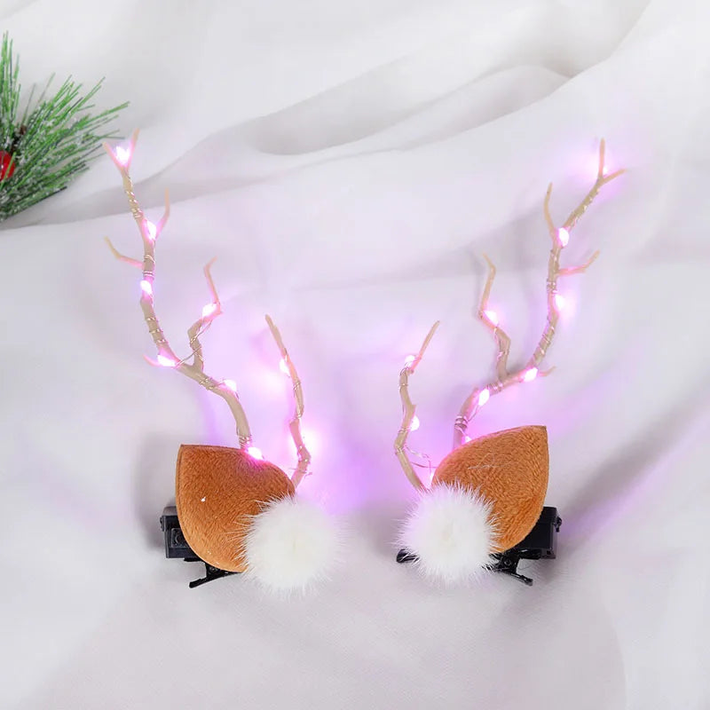 LED Elk Horn Headband – Festive Christmas Headwear for Girls & Women