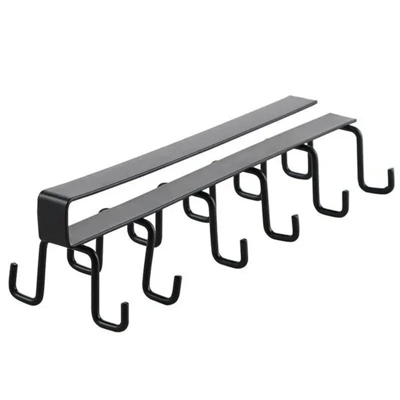 Cabinet Storage Rack – Wardrobe Organizer with 6/12 Hooks, No-Punch Design