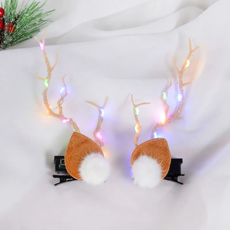 LED Elk Horn Headband – Festive Christmas Headwear for Girls & Women