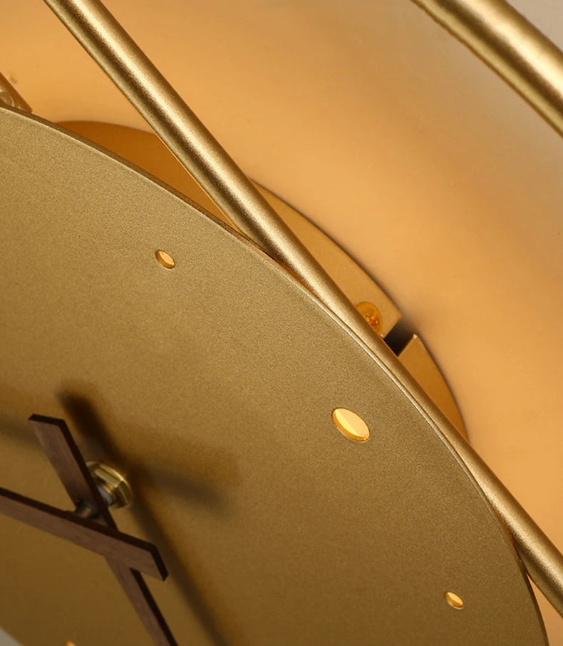 Nordic Luxury LED Clock Wall Light – Gold & Black Iron Acrylic Fixture