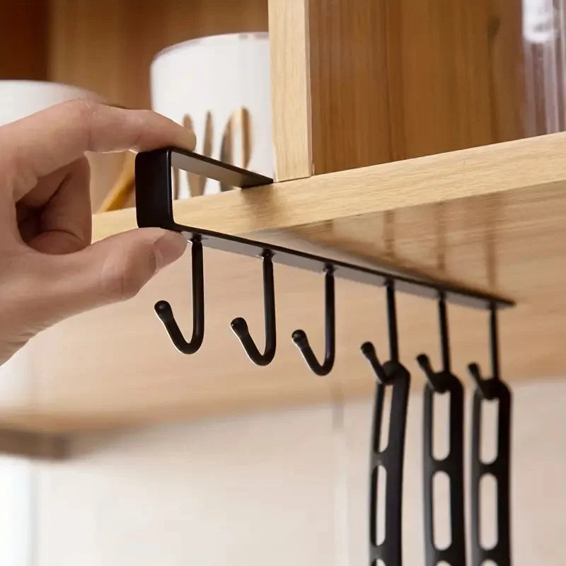 Cabinet Storage Rack – Wardrobe Organizer with 6/12 Hooks, No-Punch Design