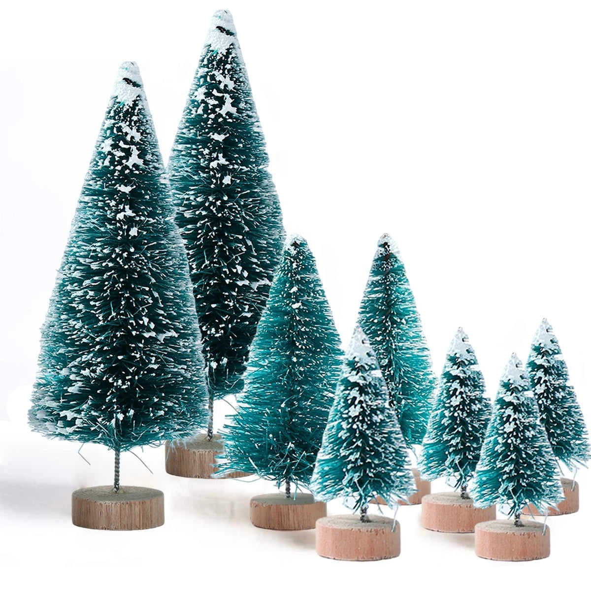 Set of Mini Christmas Trees – Artificial Wooden Pine Table Decorations