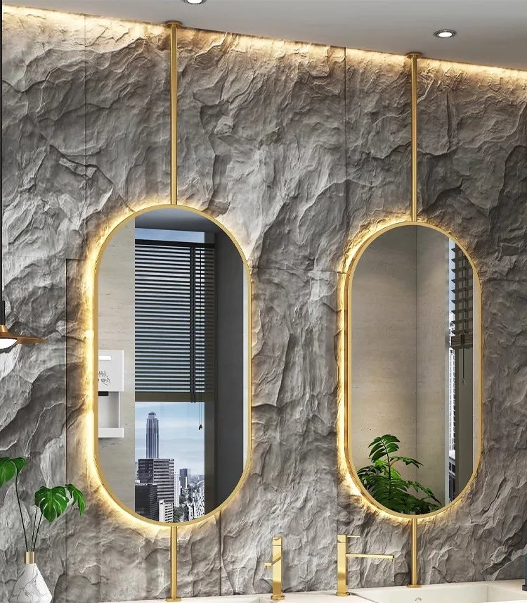 Ceiling Oval Hanging Mirror – Modern LED Vanity Mirror for Bathroom & Home