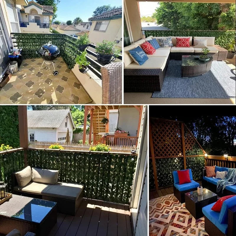 Artificial Ivy Privacy Screen – Faux Leaf Fence Roll for Balcony & Garden