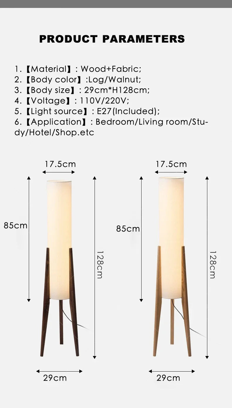 Retro Wooden Standing Lamp – Art Decorative Floor Light for Hotel & Home