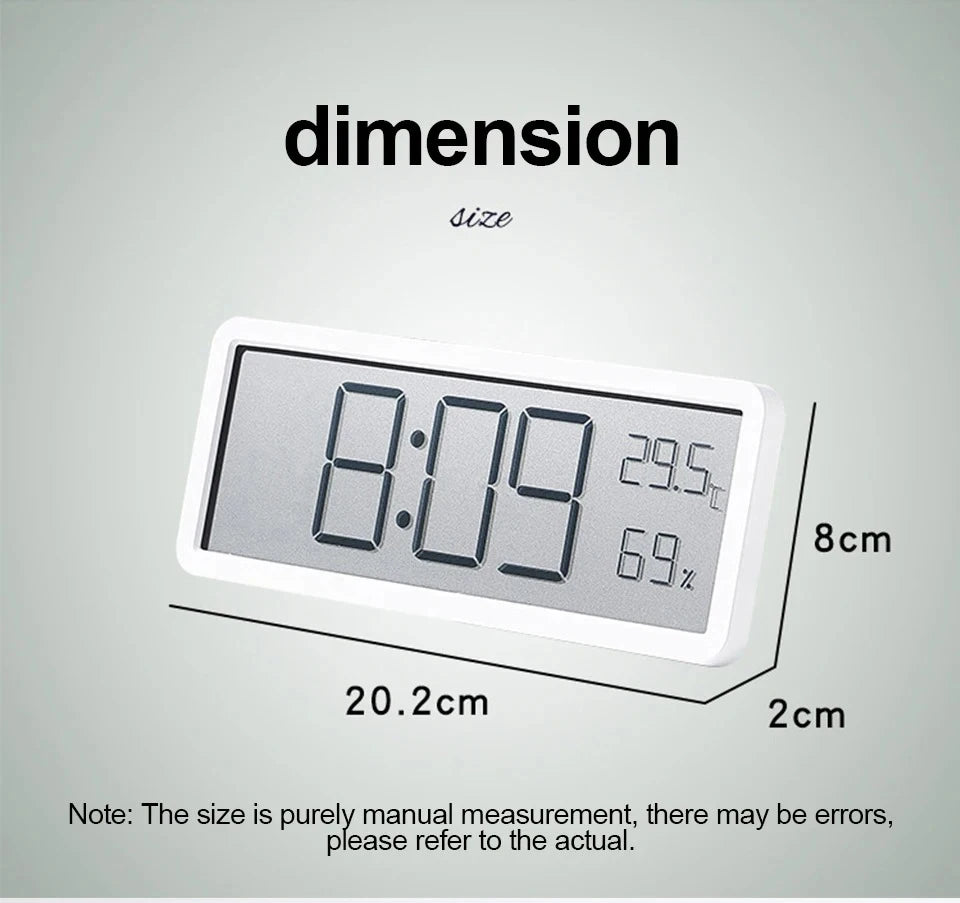 LCD Screen Digital Wall Clock – Time, Temperature & Humidity Display