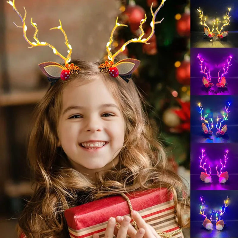 LED Elk Horn Headband – Festive Christmas Headwear for Girls & Women