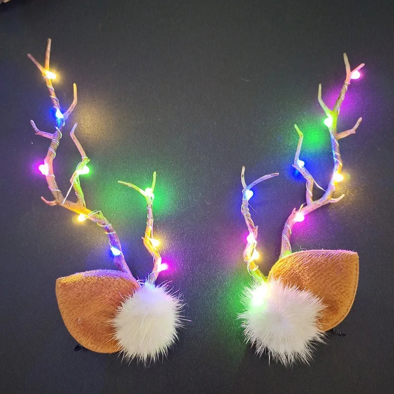 LED Elk Horn Headband – Festive Christmas Headwear for Girls & Women