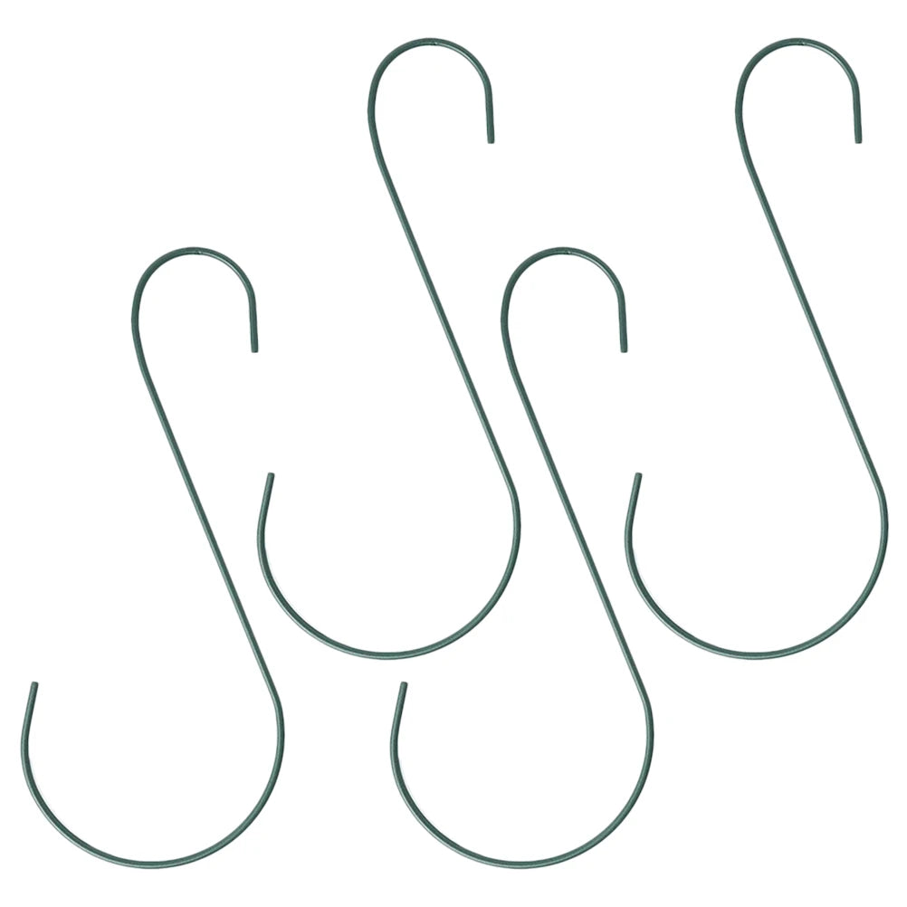 4pcs 12" Metal S Hooks – Durable Plant Hangers for Balcony & Garden