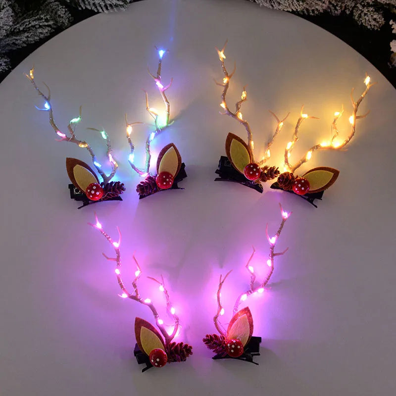 LED Elk Horn Headband – Festive Christmas Headwear for Girls & Women