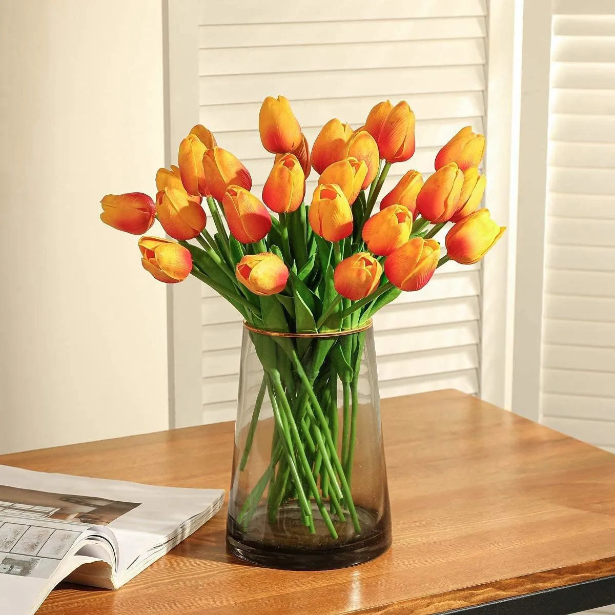Artificial Tulip Bouquet – 10pcs Real Touch Faux Flowers for Home & Events