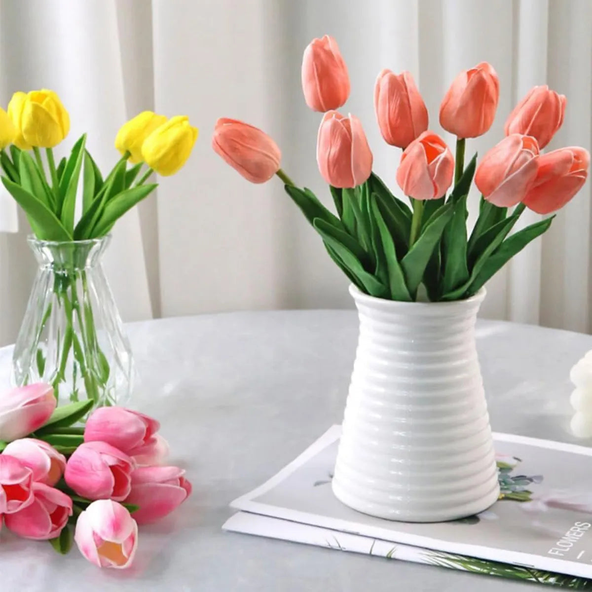 Artificial Tulip Bouquet – 10pcs Real Touch Faux Flowers for Home & Events