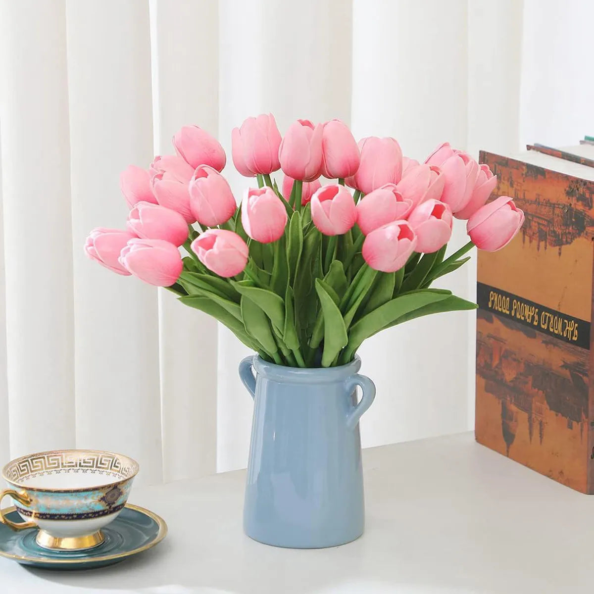 Artificial Tulip Bouquet – 10pcs Real Touch Faux Flowers for Home & Events