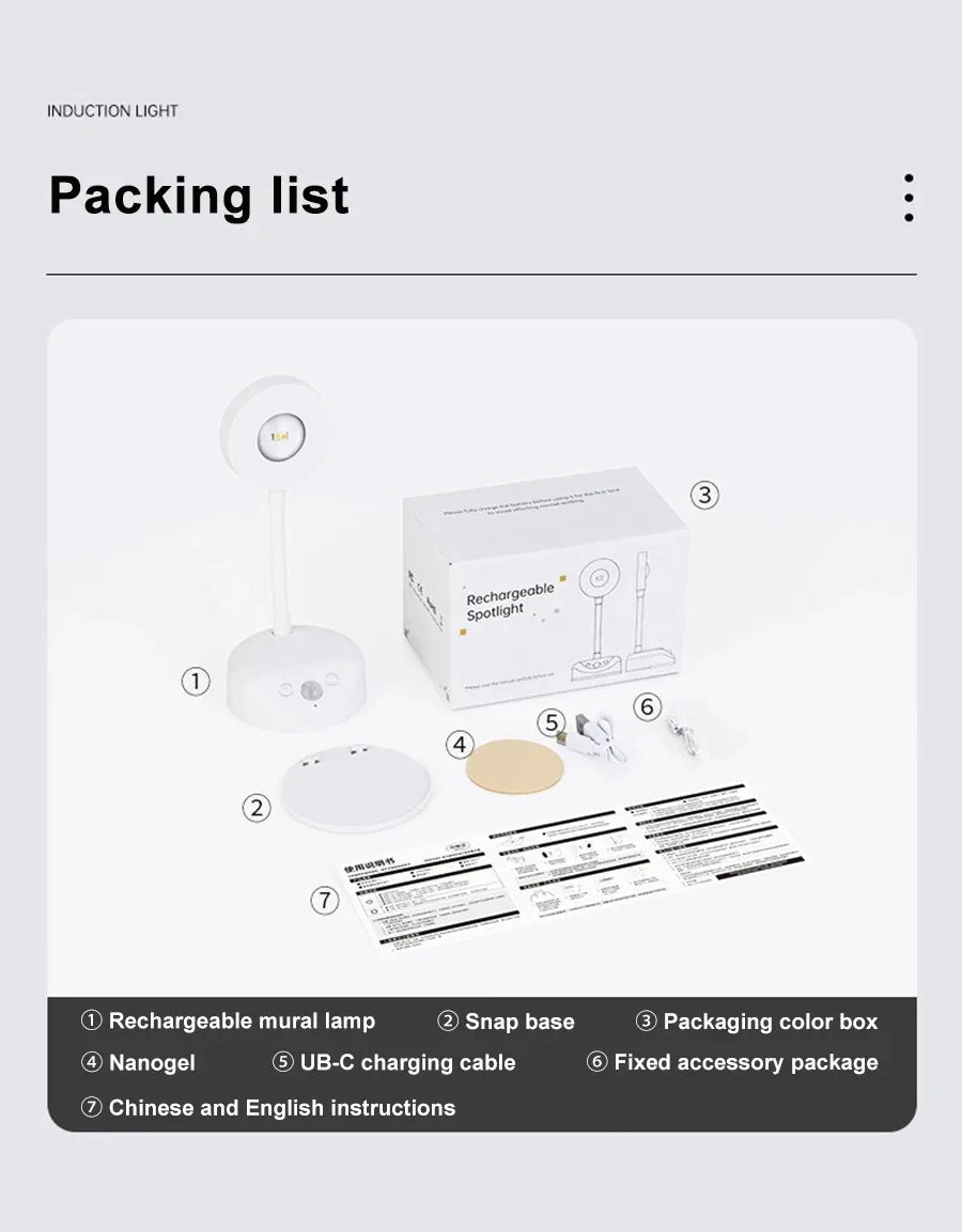 Wireless Motion Sensor LED Night Lamp – Compact Wall Light for Home