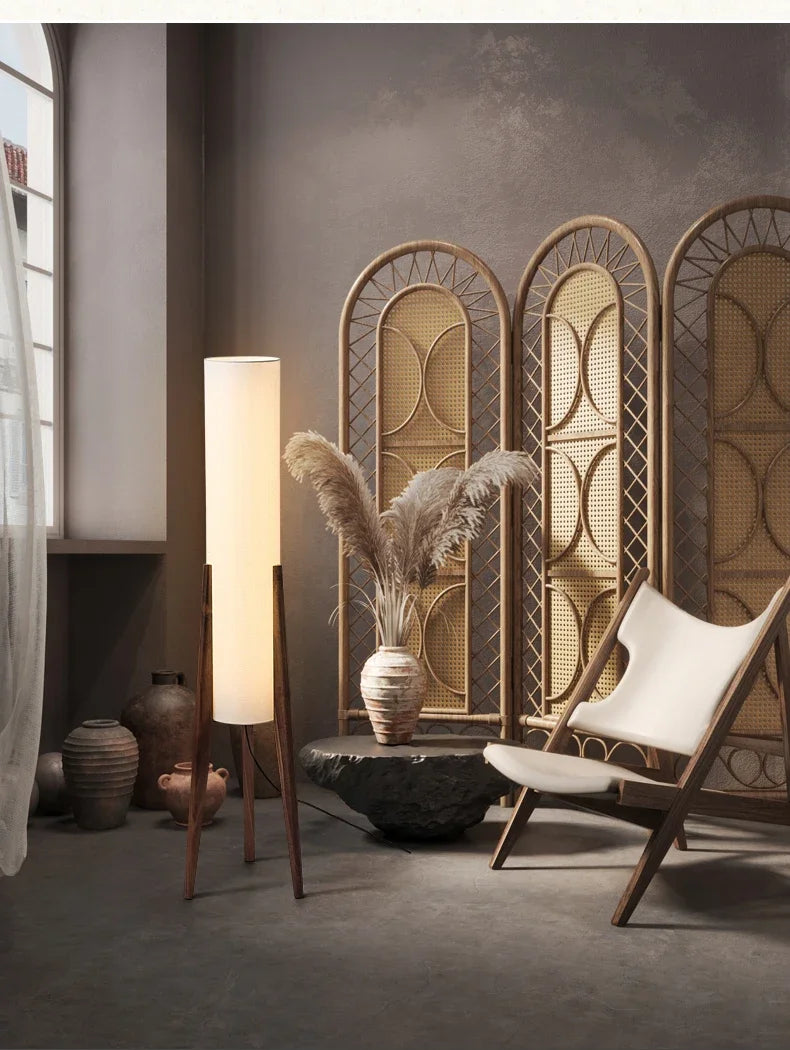 Retro Wooden Standing Lamp – Art Decorative Floor Light for Hotel & Home