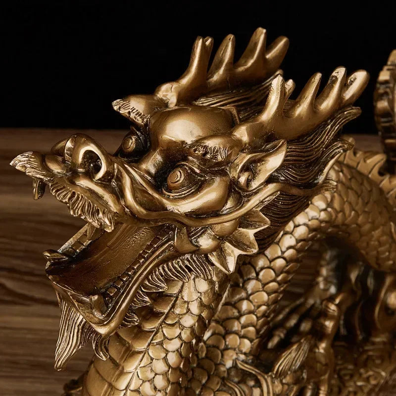 Good Luck Dragon Resin Decoration – Creative Ornament for Living Room & Study