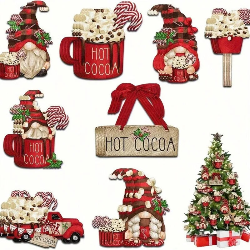 8pcs Gnome Ice Cream Ornaments – Festive Christmas Tree Hanging Decor