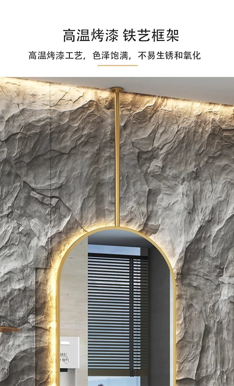 Ceiling Oval Hanging Mirror – Modern LED Vanity Mirror for Bathroom & Home