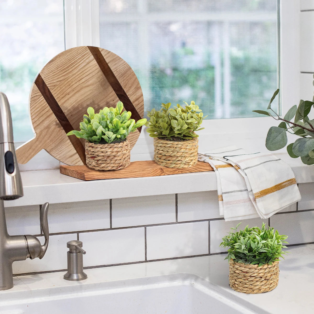 Artificial Eucalyptus Grass – Small Potted Plant for Home Decoration