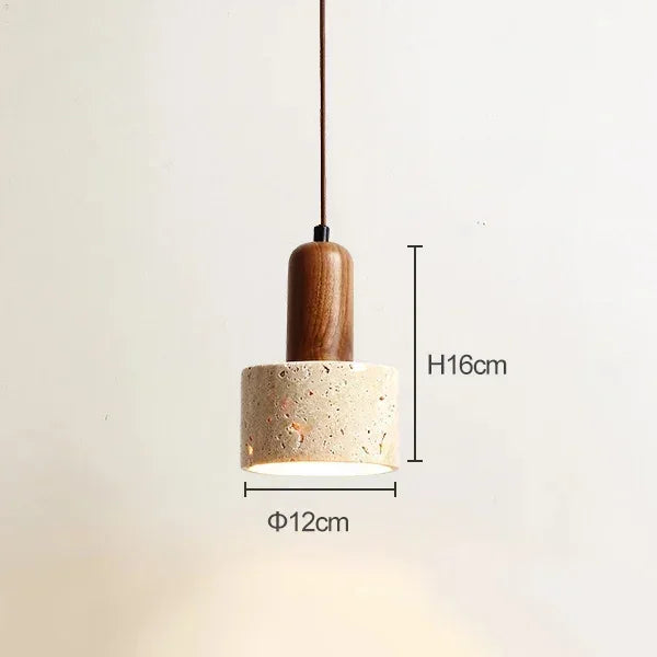 Wood and Stone Pendant Light – Small Ceiling Lamp for Home Decoration