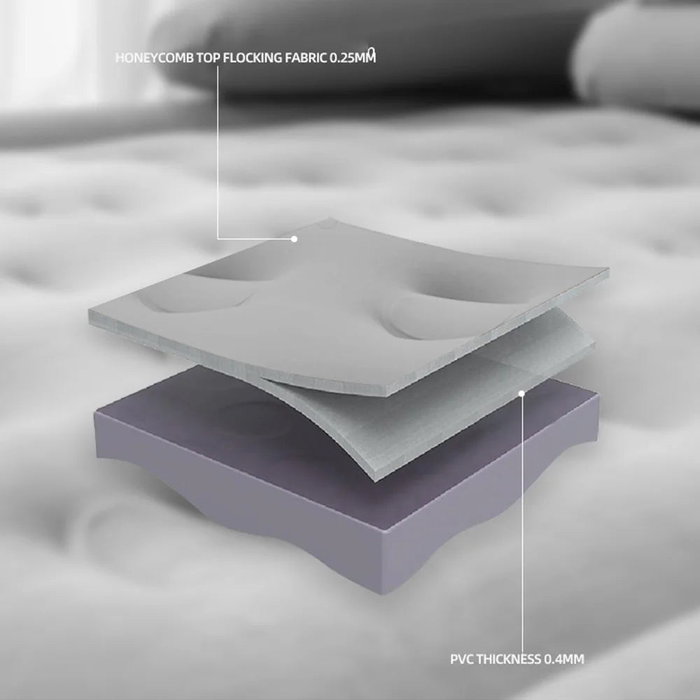 150×203cm Inflatable Bed – Built-in Pump & Detachable Backrest for Camping