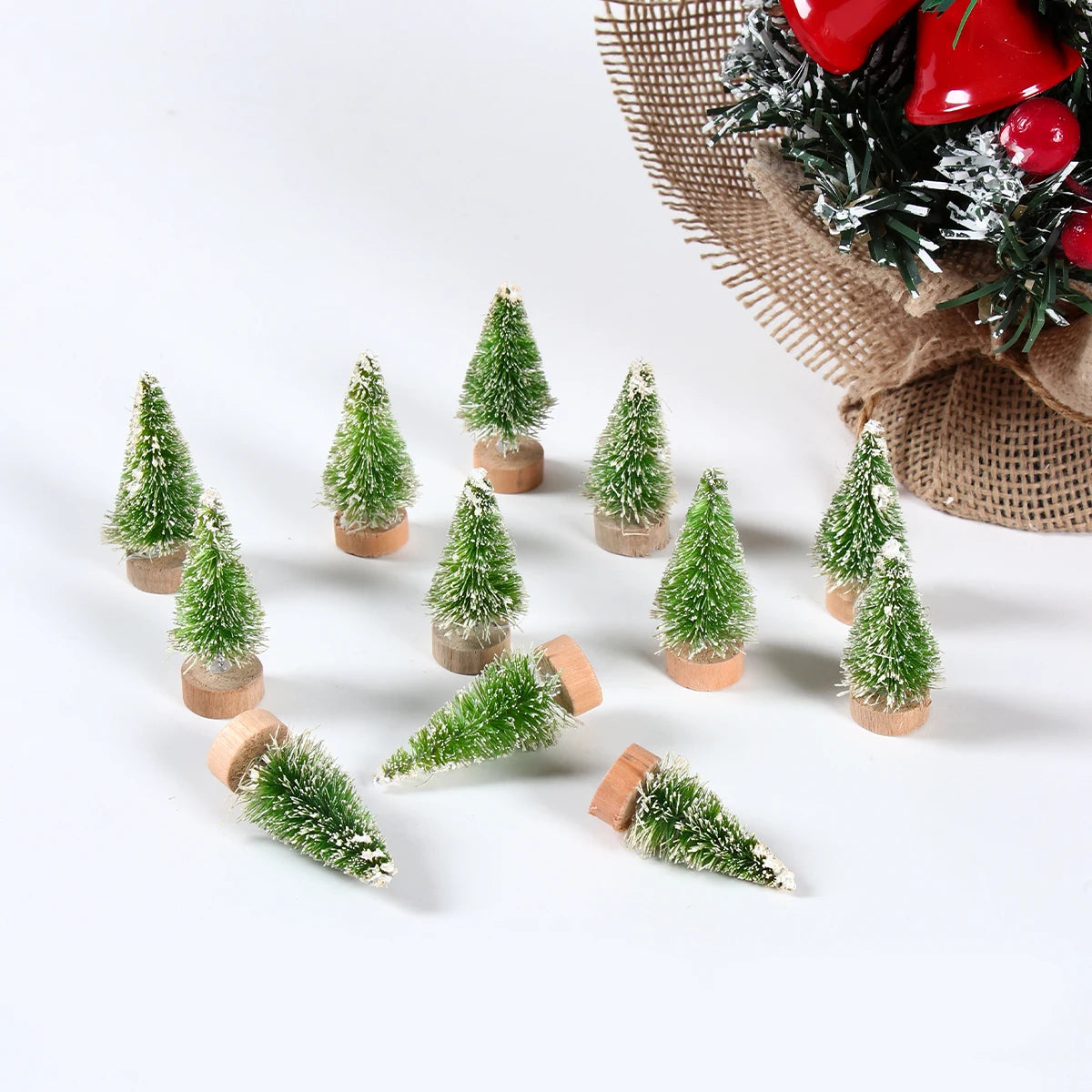 Set of Mini Christmas Trees – Artificial Wooden Pine Table Decorations