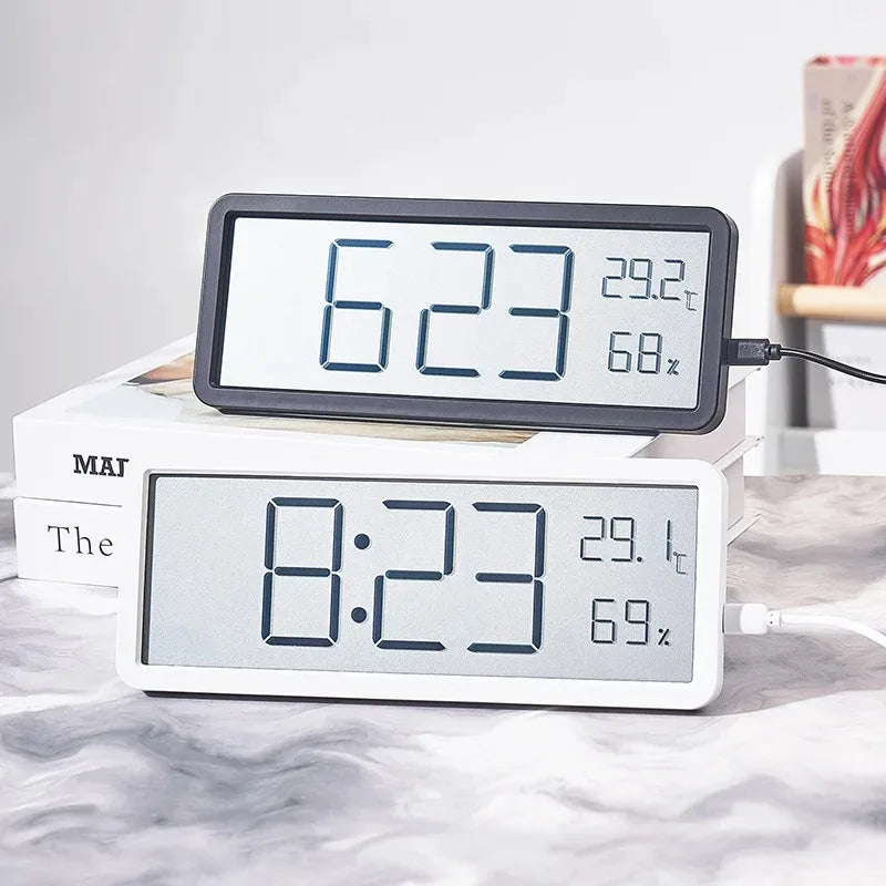 LCD Screen Digital Wall Clock – Time, Temperature & Humidity Display