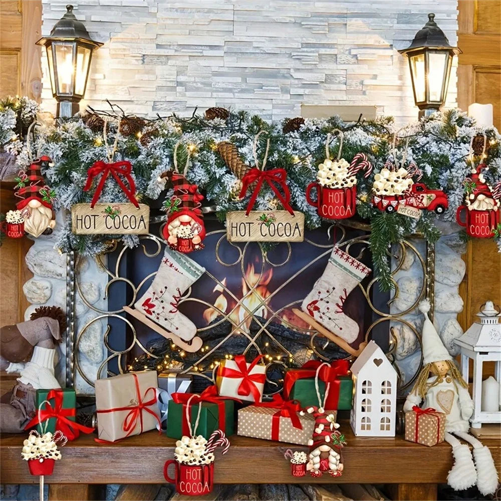 8pcs Gnome Ice Cream Ornaments – Festive Christmas Tree Hanging Decor