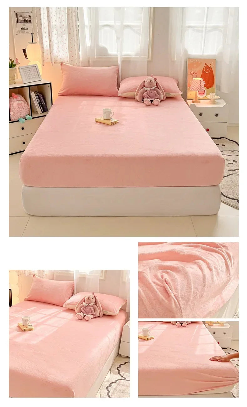Warm Plush Velvet Mattress Cover – Thickened Winter Fitted Bed Sheet, Multiple Sizes
